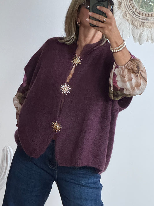 Gilet mohair lie de vin