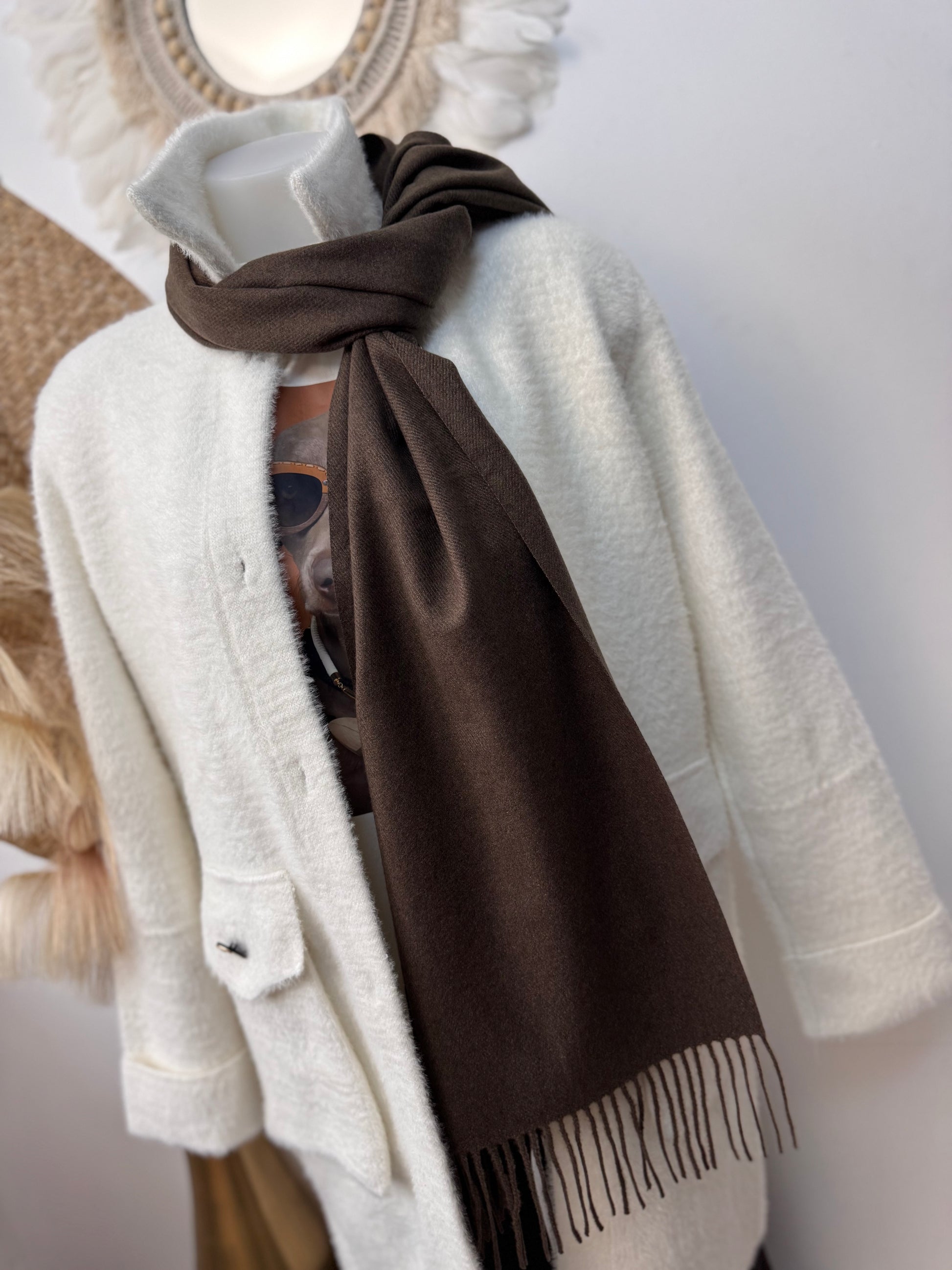 Écharpe cashmere marron