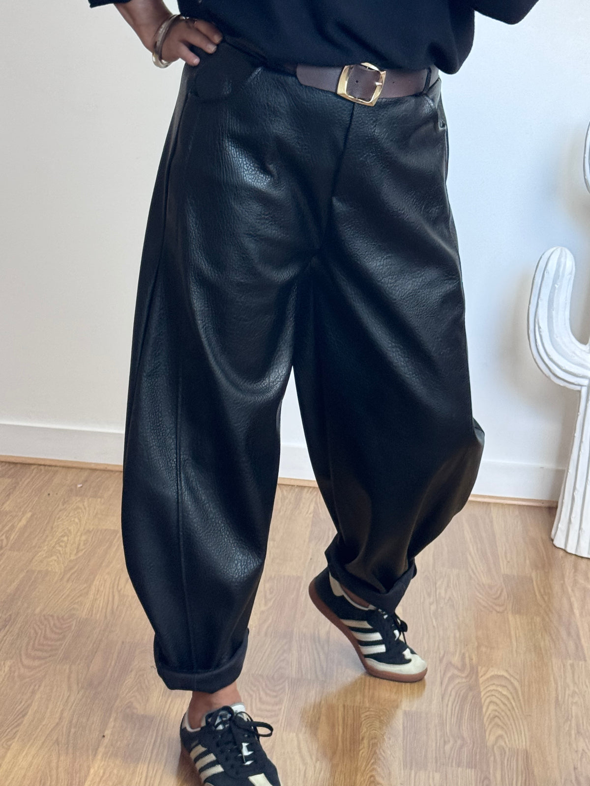 Pantalon barrel similicuir noir TU 38/46