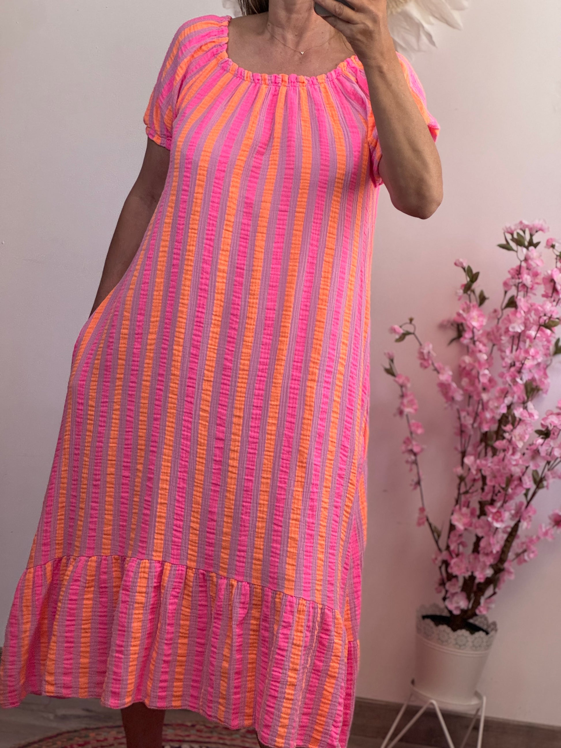 Robe gaz de coton Elsa rose
