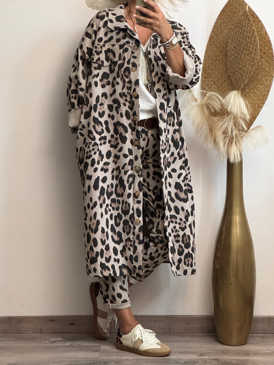 Veste longue Léo beige