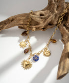 Parure collier et bracelet breloques bleues