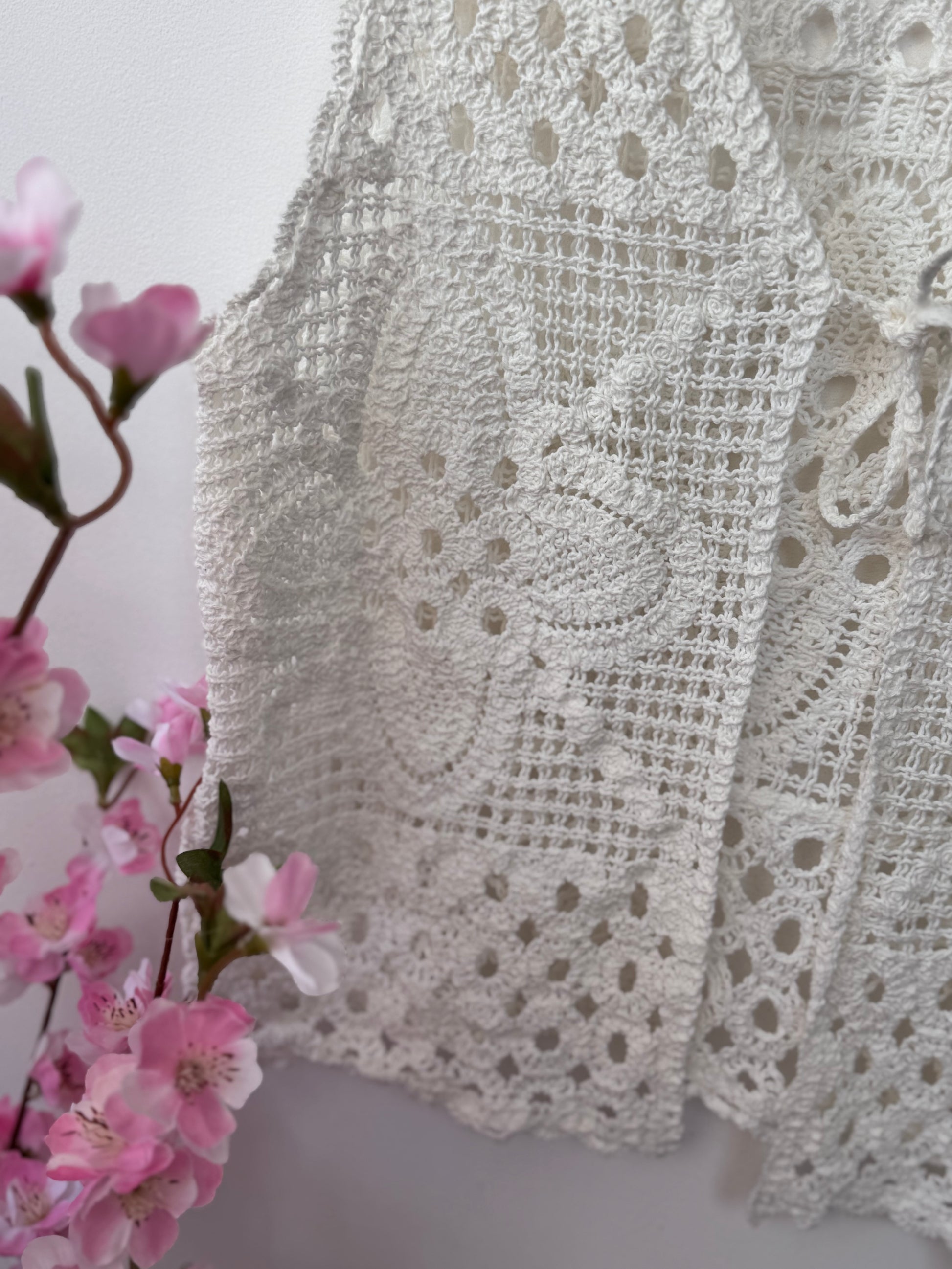 Top gilet crochet crème