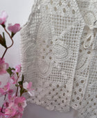 Top gilet crochet crème