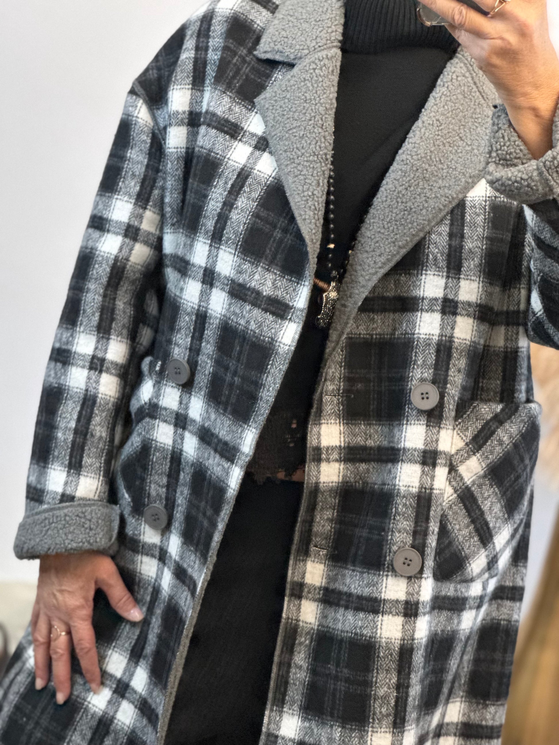 Manteau réversible gris