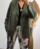 Blouson perfecto suédine kaki TU 46/52