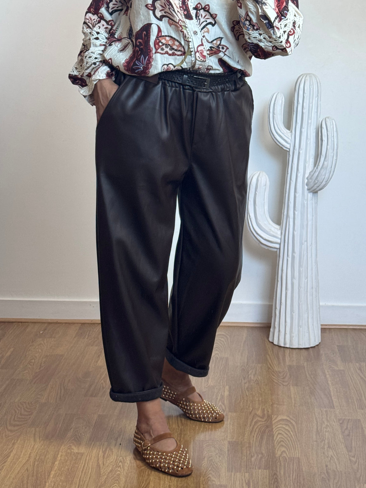 Pantalon SIENNA 🤎 similicuir marron TU 38/46