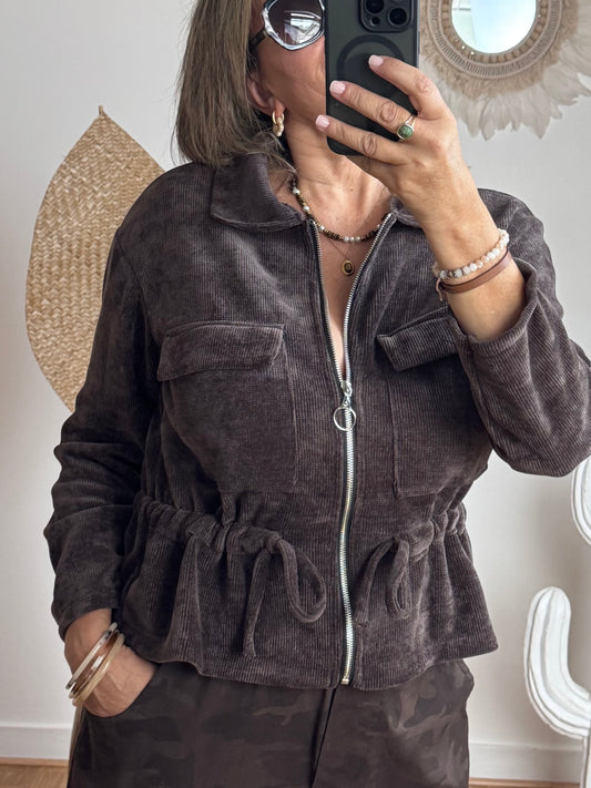 Veste velours milleraie marron