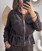 Veste velours milleraie marron