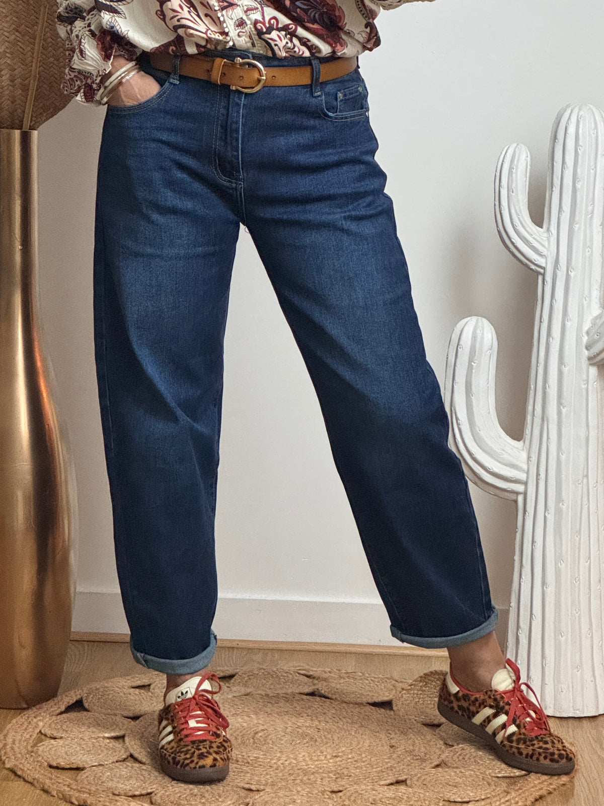 Jean barrel bleu denim