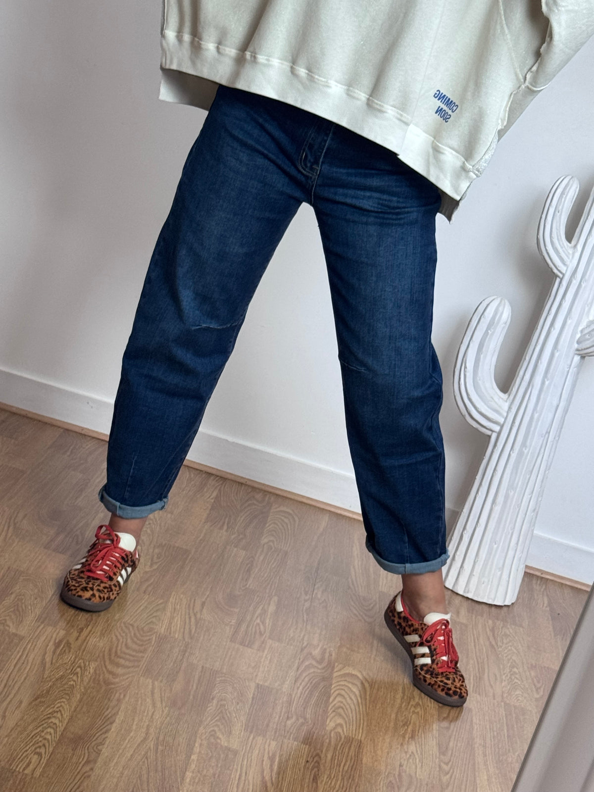 Jean barrel bleu denim