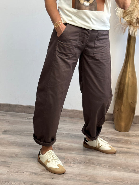 Pantalon barrel marron