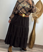 Jupe longue velours côtelé marron