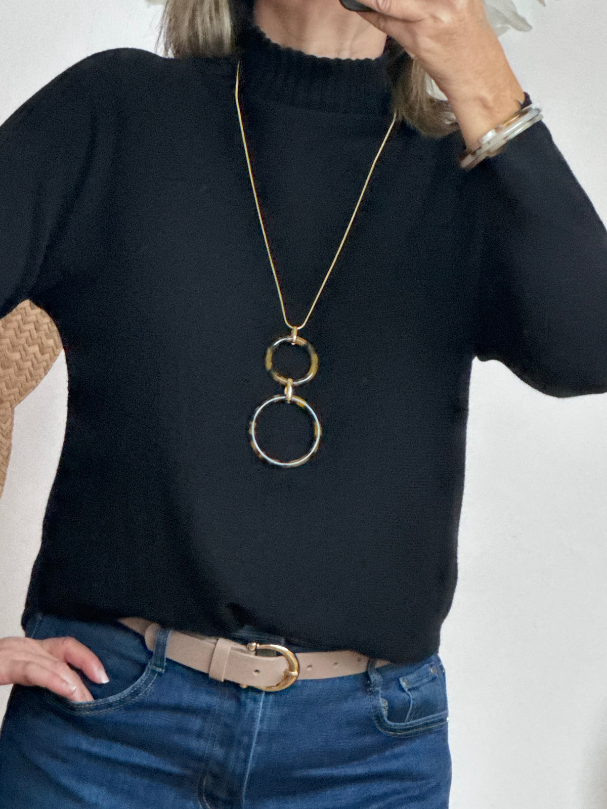 Pull maille col cheminé