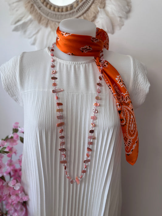 Collier perles roses et pêches