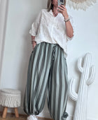 Pantalon Aladin rayé kaki joli forme TU 44/50