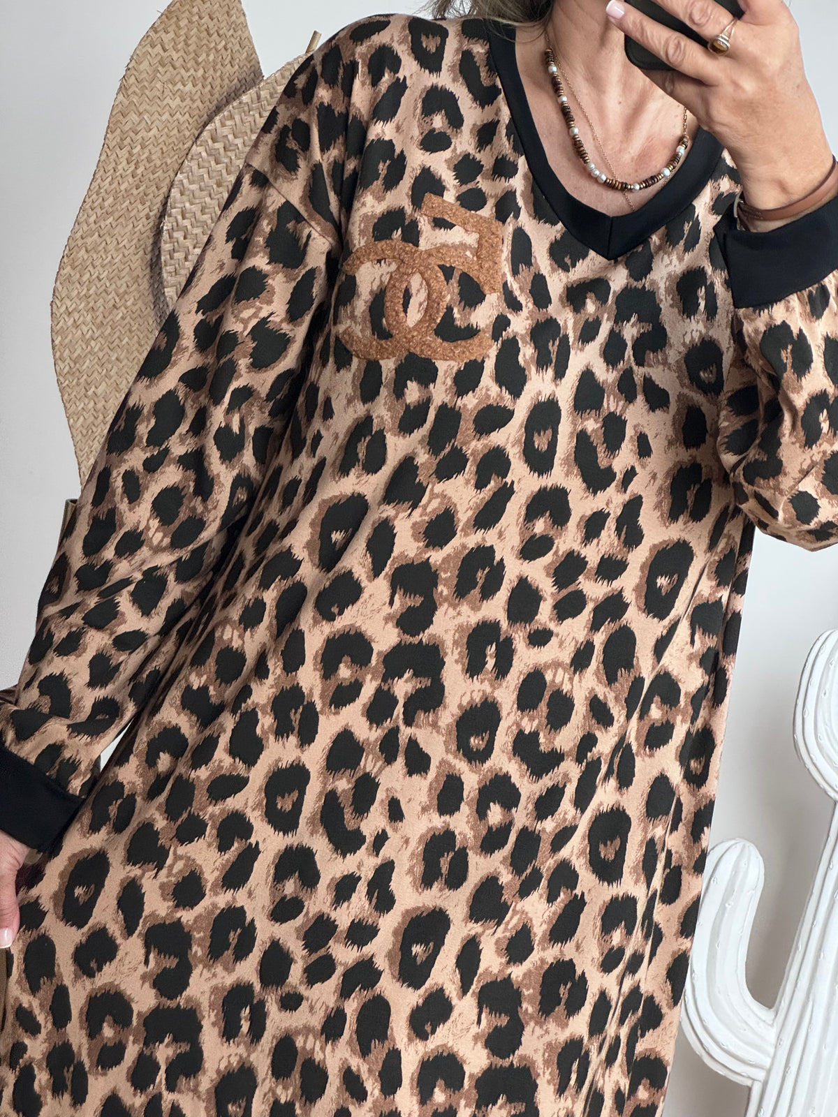 Robe teeshirt Léo taupe jolie forme TU 44/52