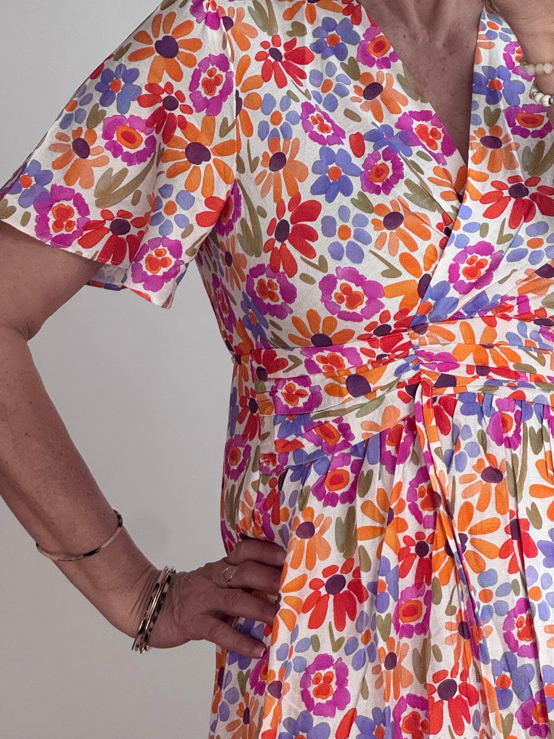 Robe courte fleurs multicolores