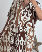 Robe arabesque marron/creme