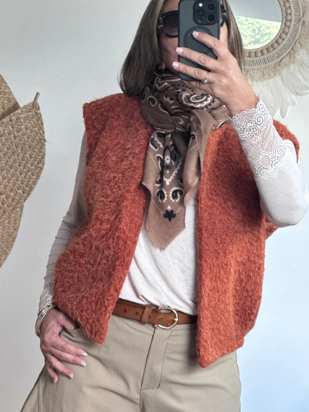 Veste sans manches terracotta