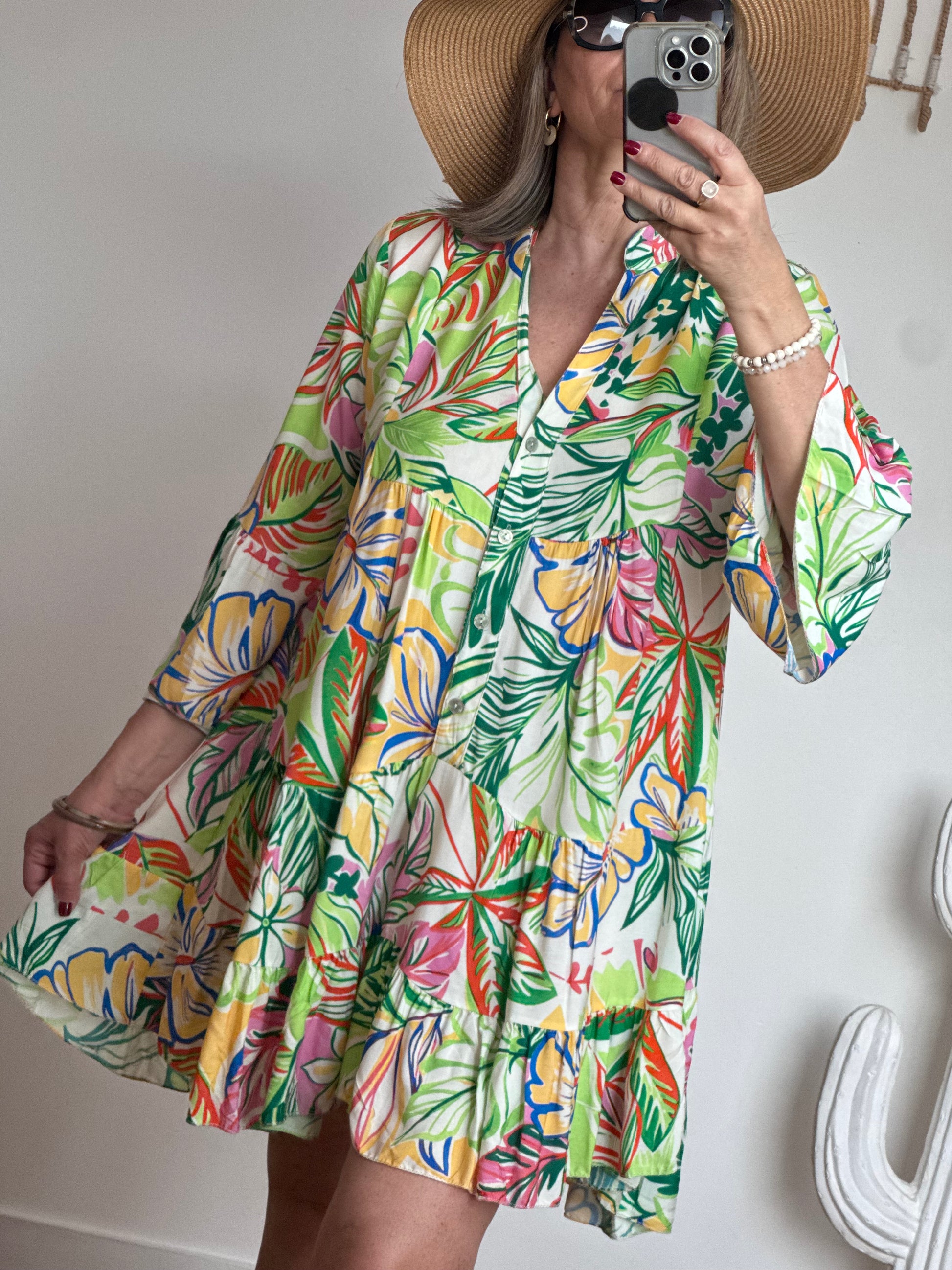 Robe floral vert
