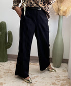 Pantalon noir fines rayures