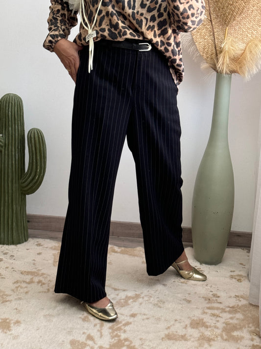 Pantalon noir fines rayures