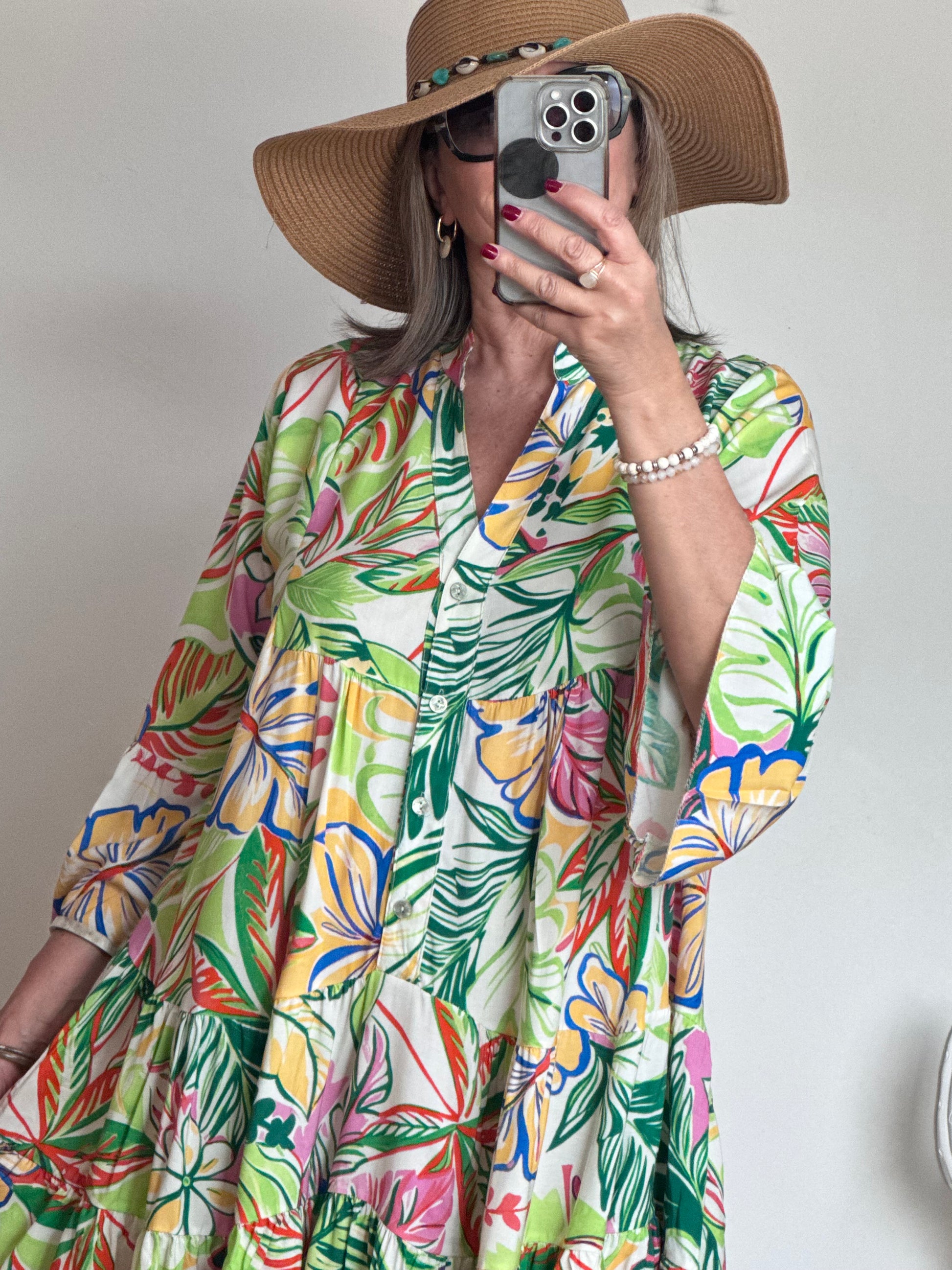 Robe floral vert