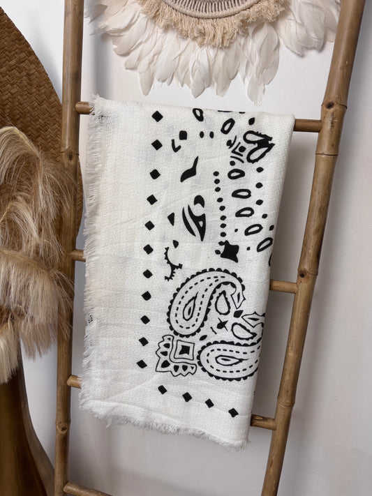Écharpe bandana blanc cassé