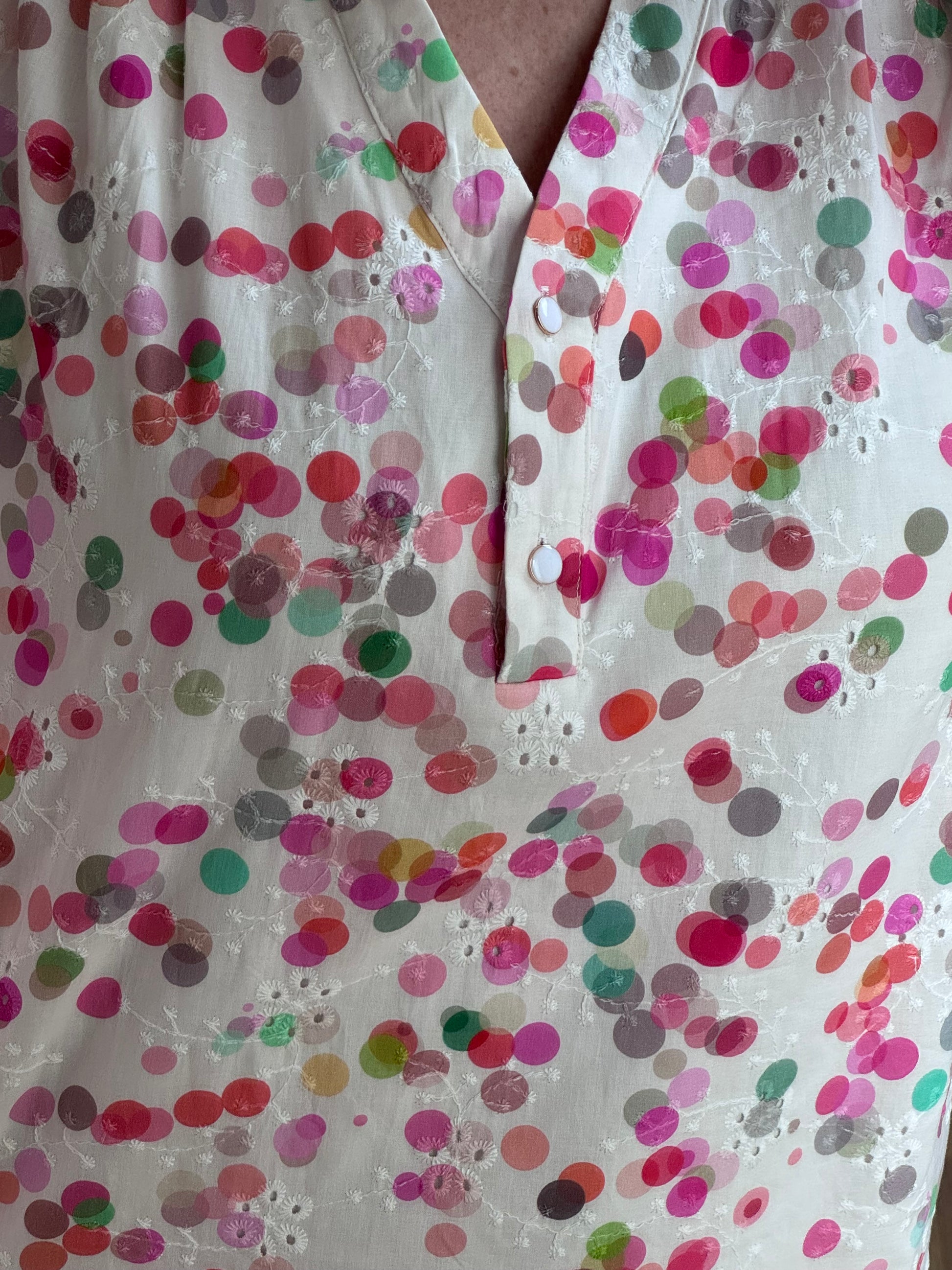 Blouse brodée bulles multicolores