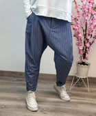 Pantalon saroual bleu rayé