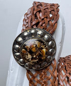Ceinture cuir tressé camel