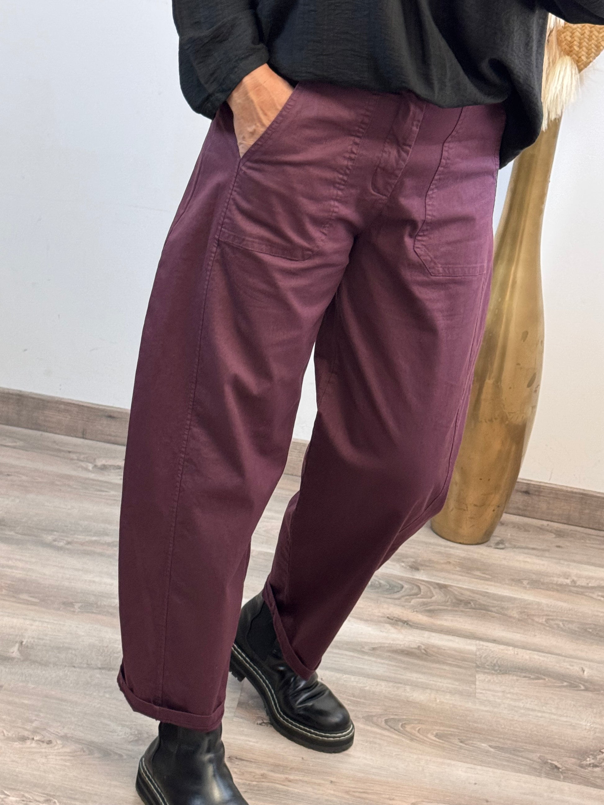 Pantalon barrel lie de vin