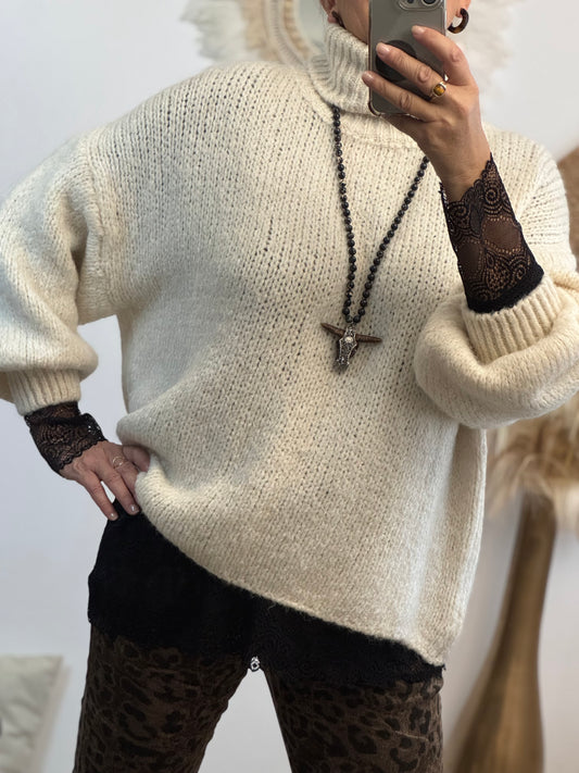 Pull d’hiver maille crème