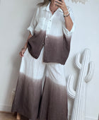 Chemise lin blanche et marron TU 38/48