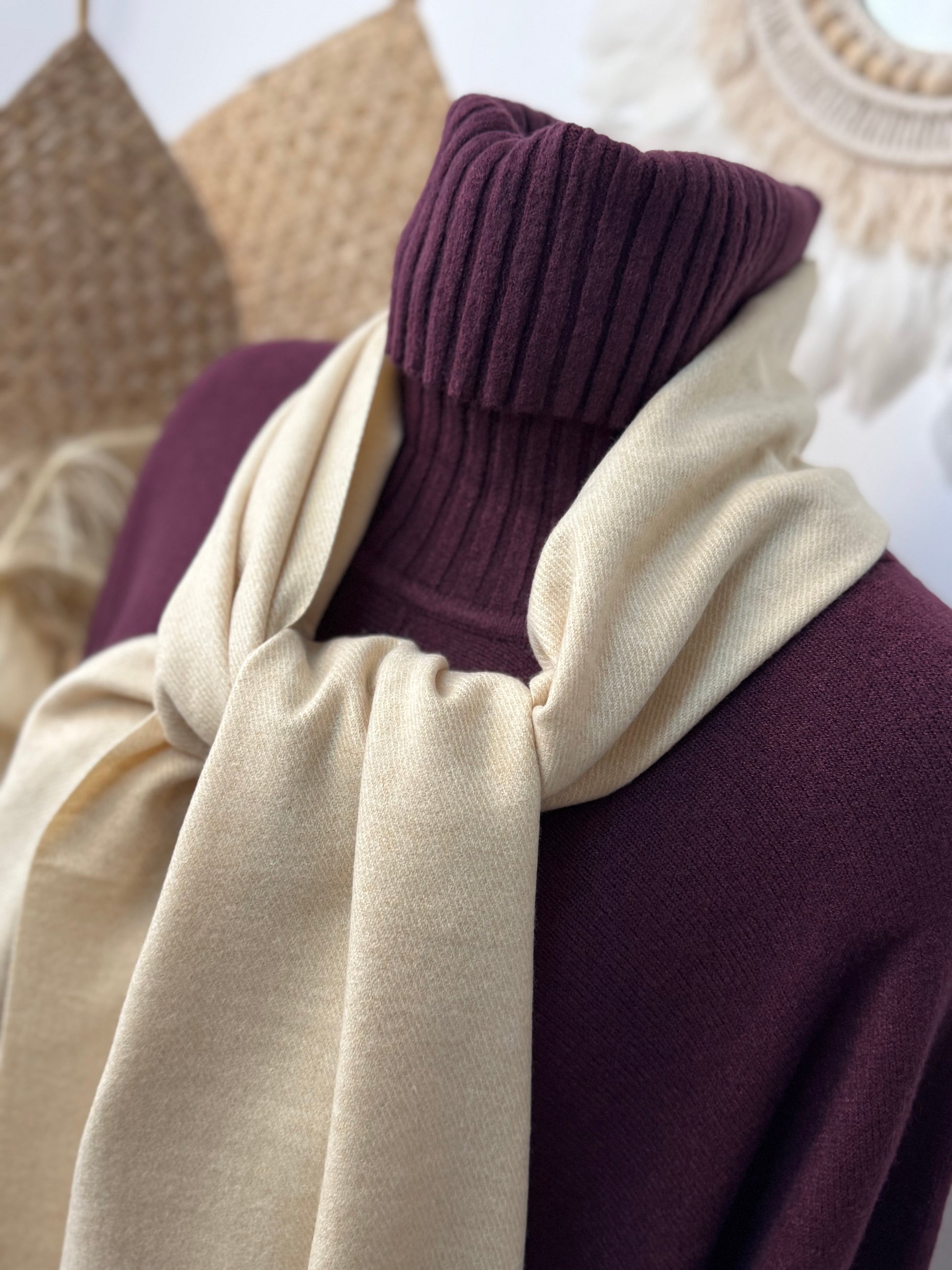 Echarpe cashmere crème