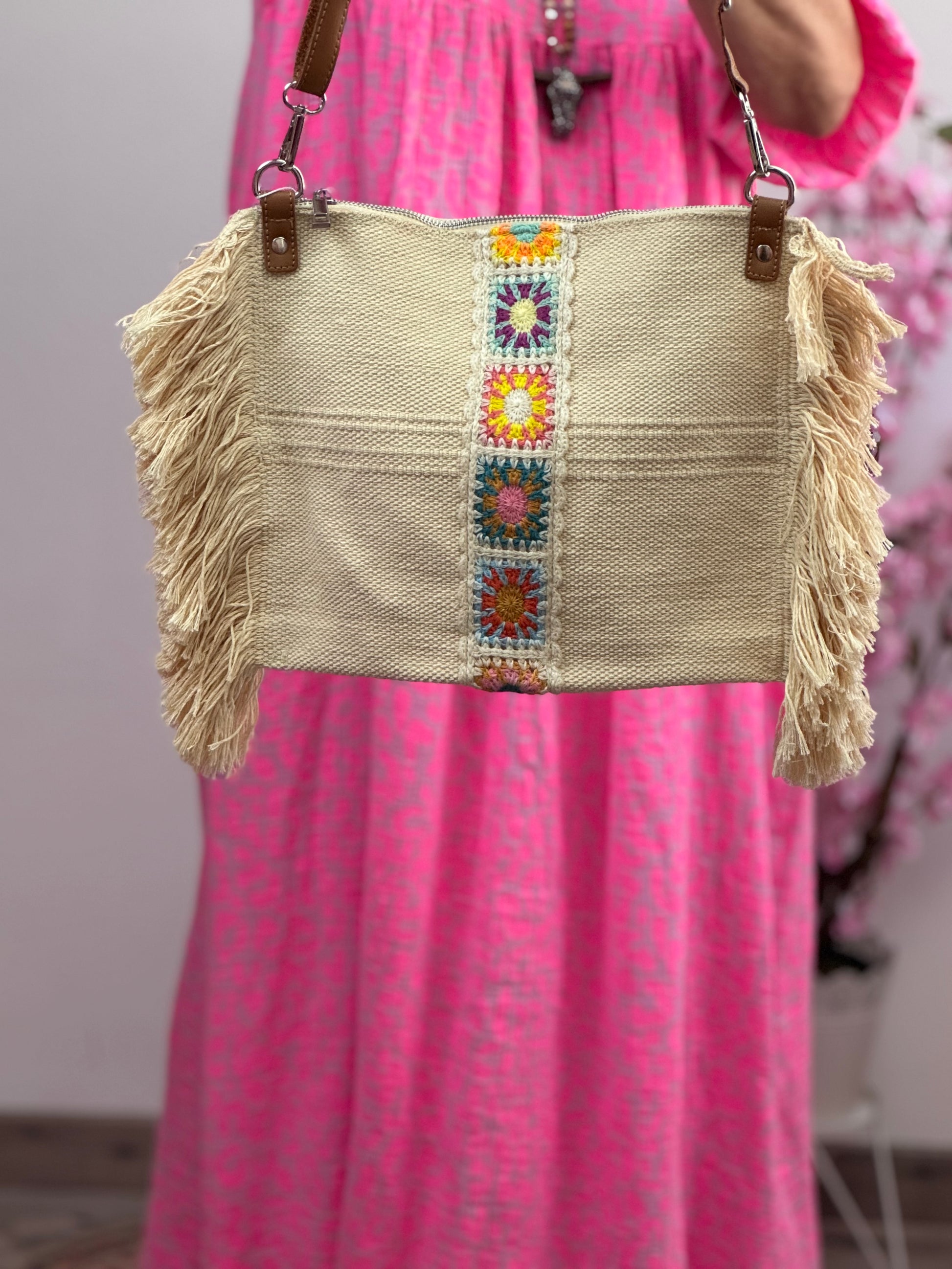 Sac bohème crochet crème