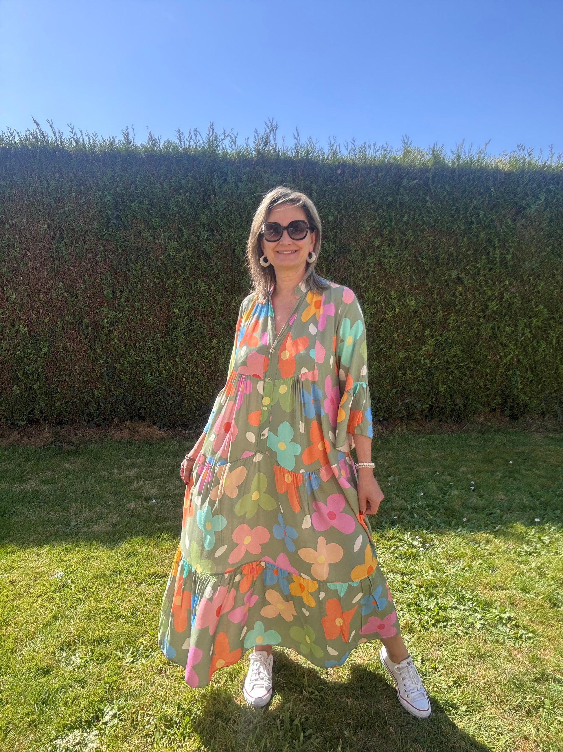 Robe kaki Floral multicolore