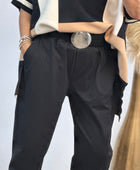 Ceinture bohème noire  boucle argentée