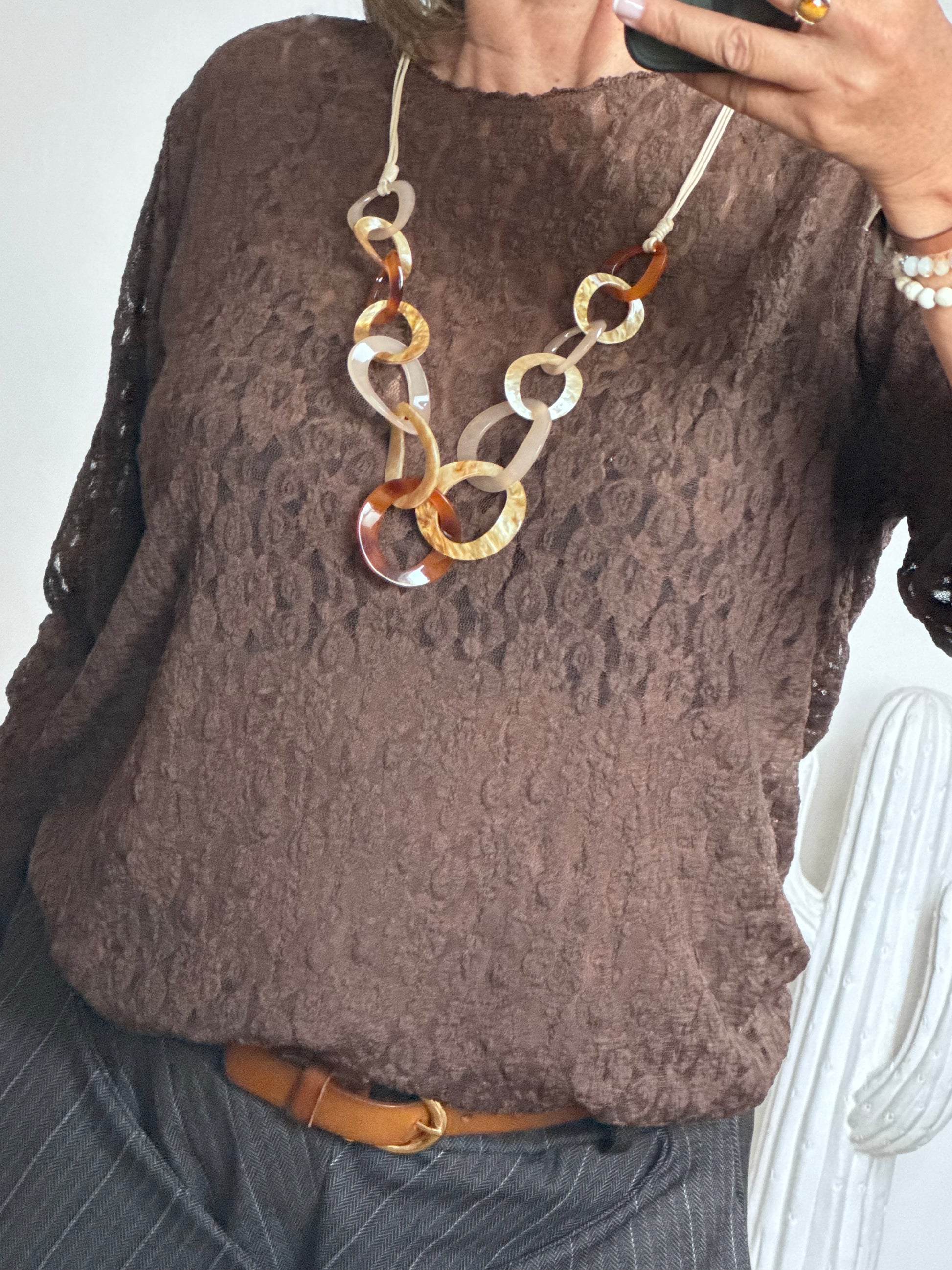Top dentelle marron TU 40/48