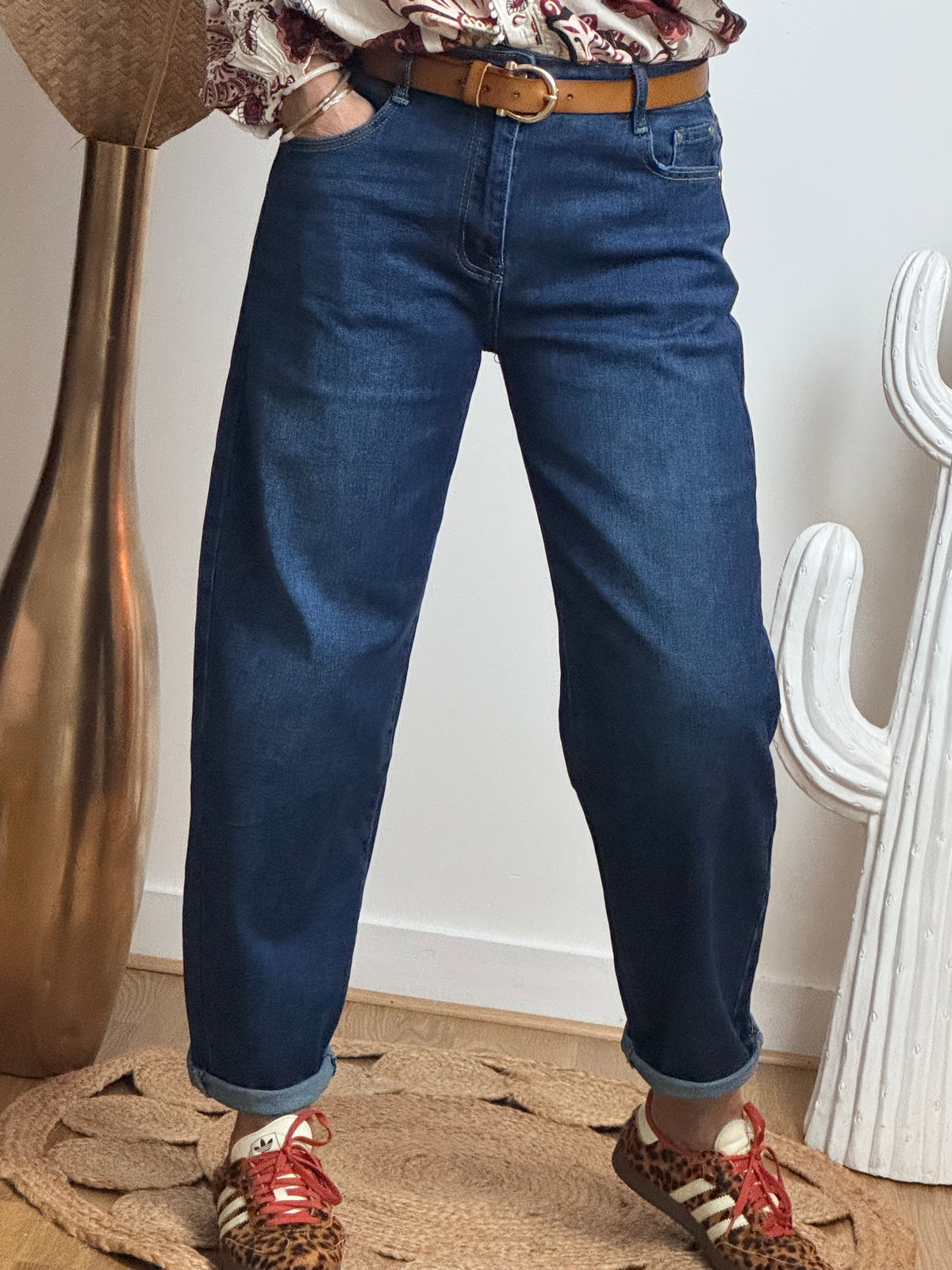 Jean barrel bleu denim
