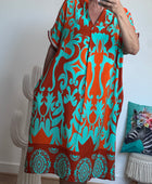 Robe arabesque turquoise et orange TU 40/48