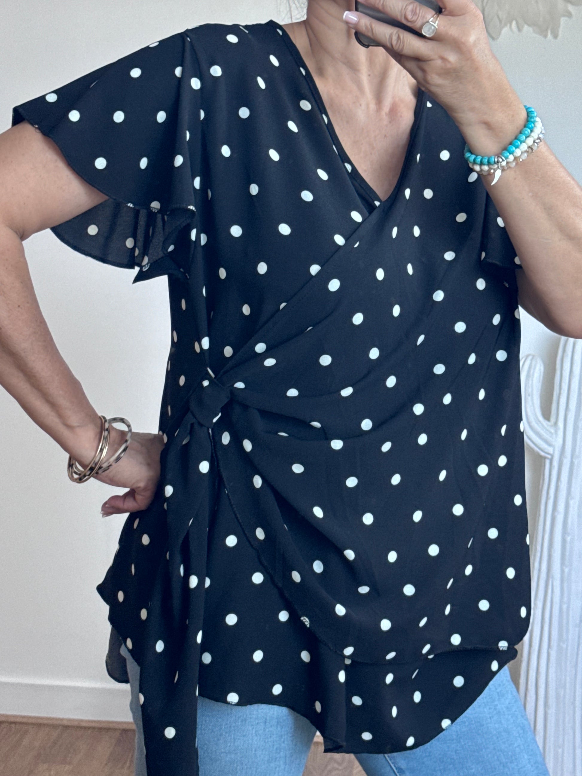 Blouse pois noire