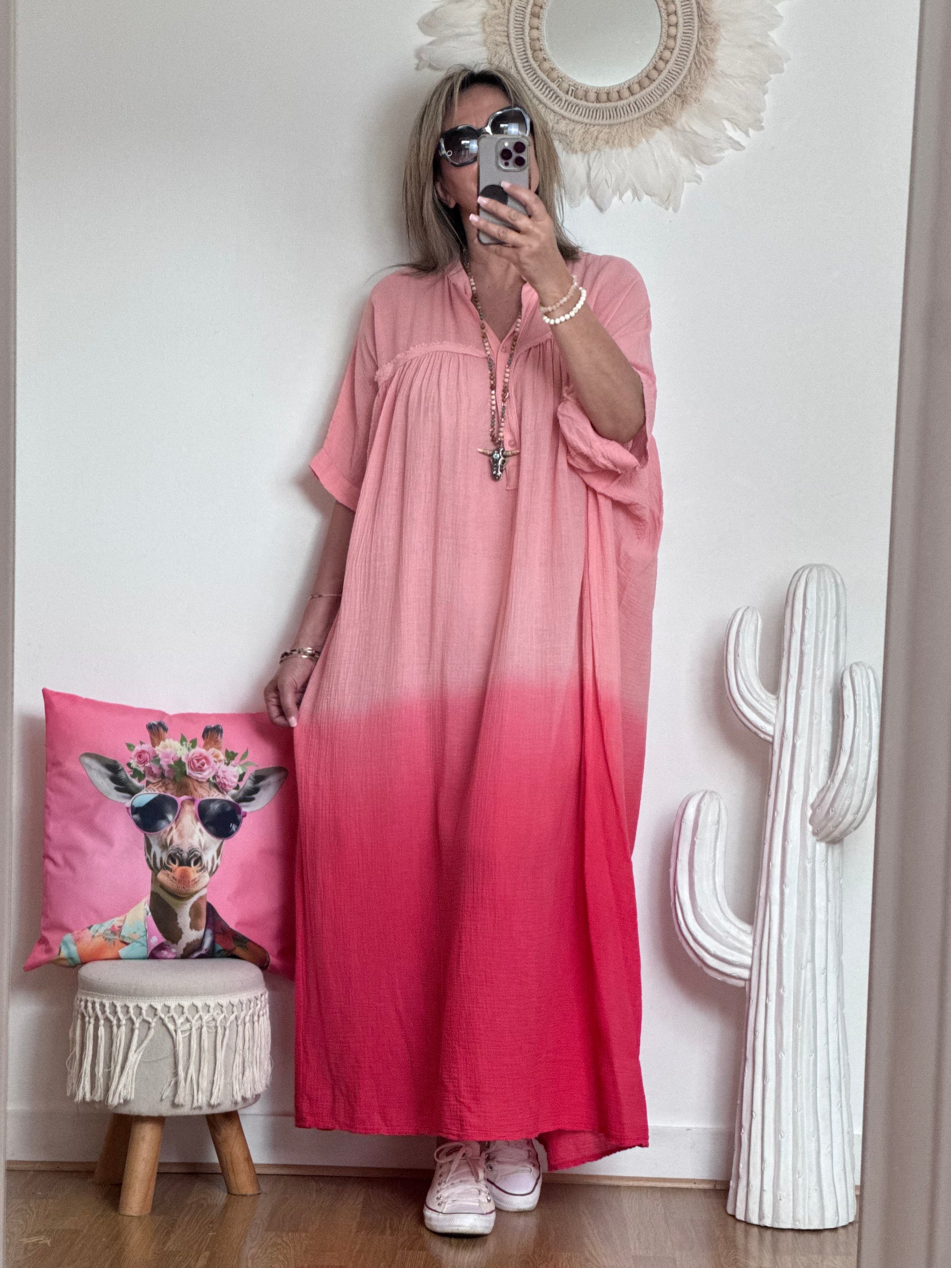 Robe tie and dye pêche/rose
