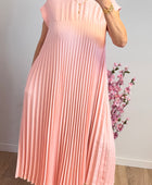 Robe longue plissée rose