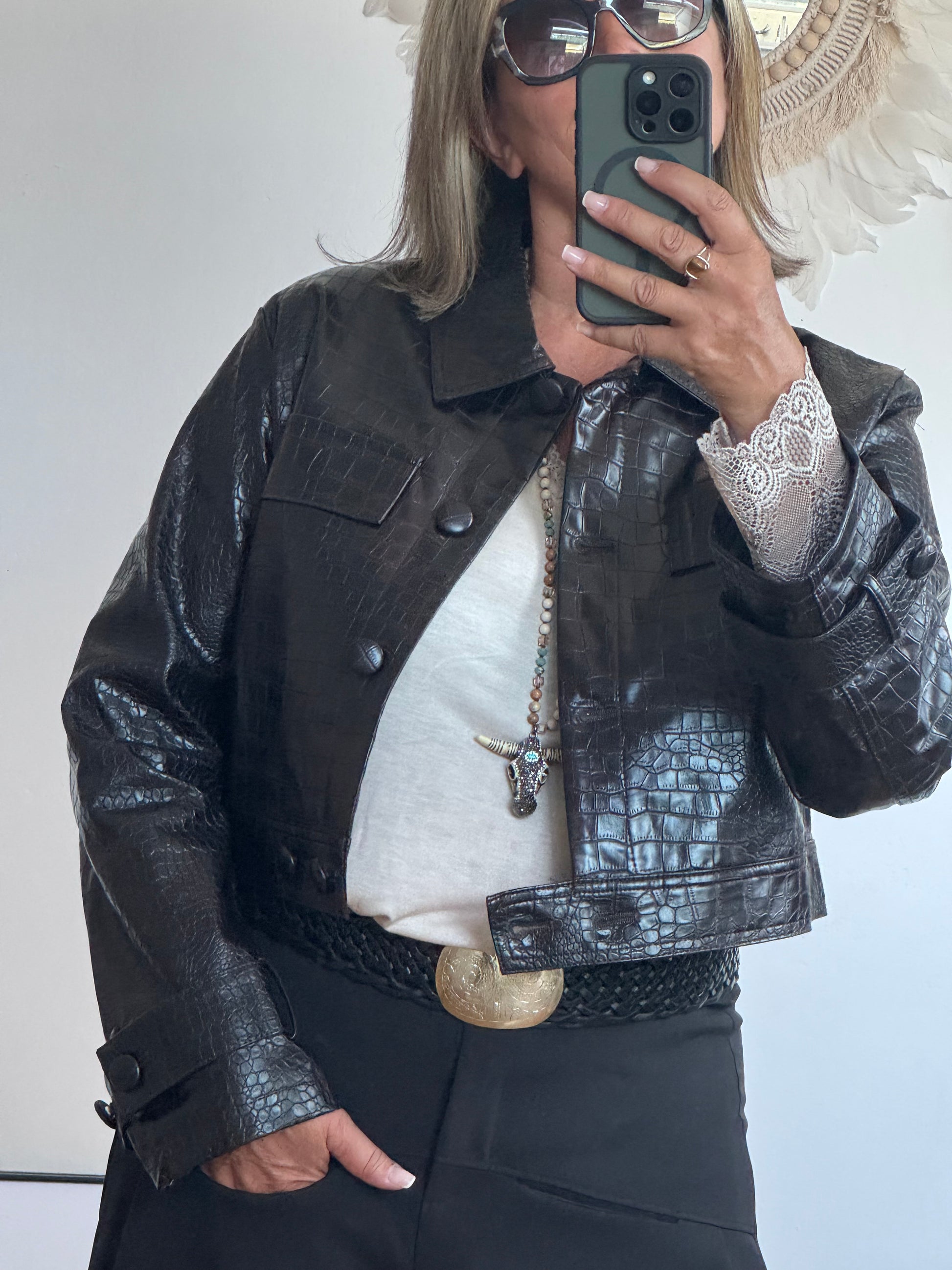Blouson similicuir croco TU 36/44