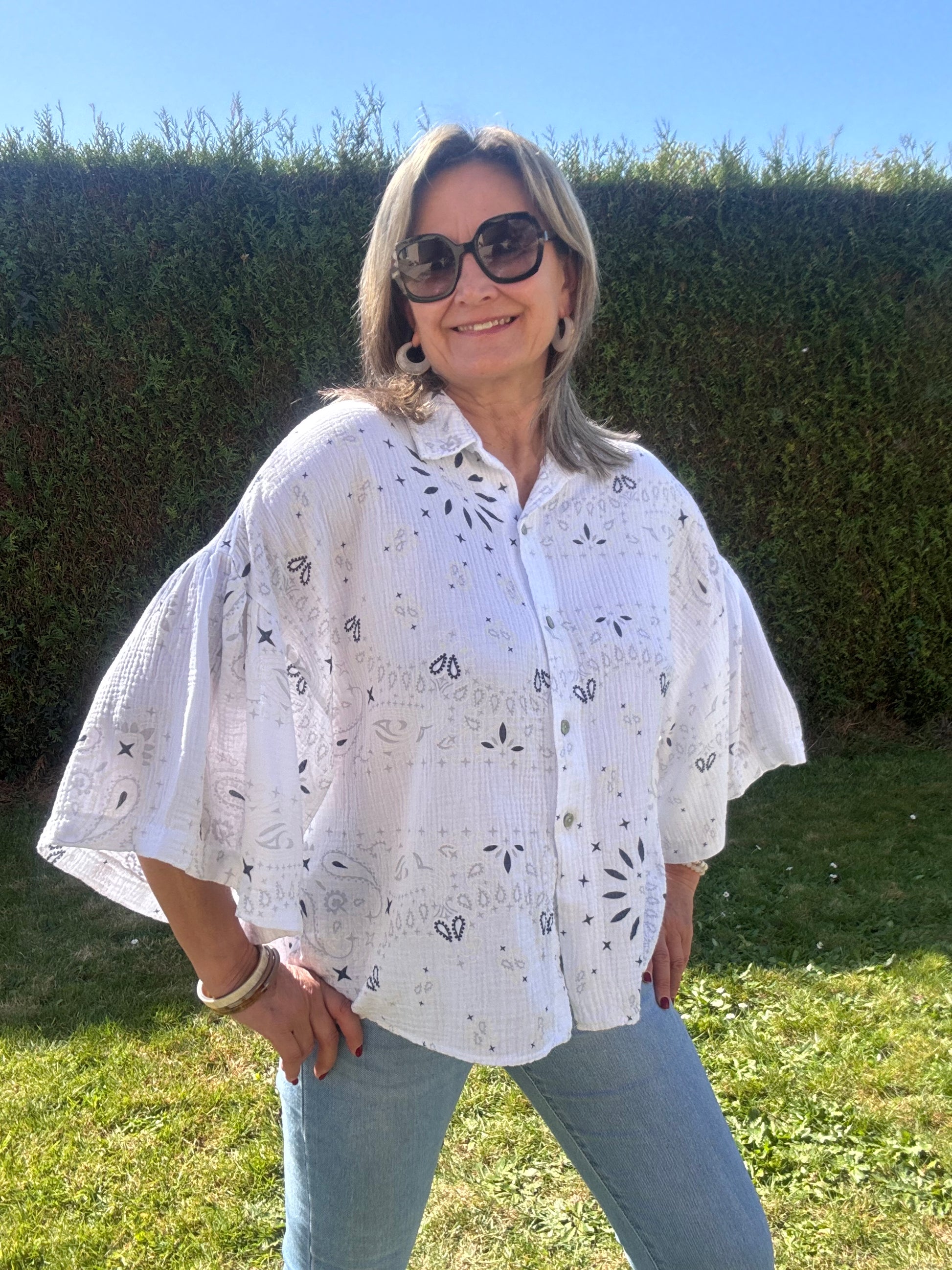 Chemise oversize bandana blanc