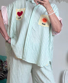 Chemise oversize rayée vert