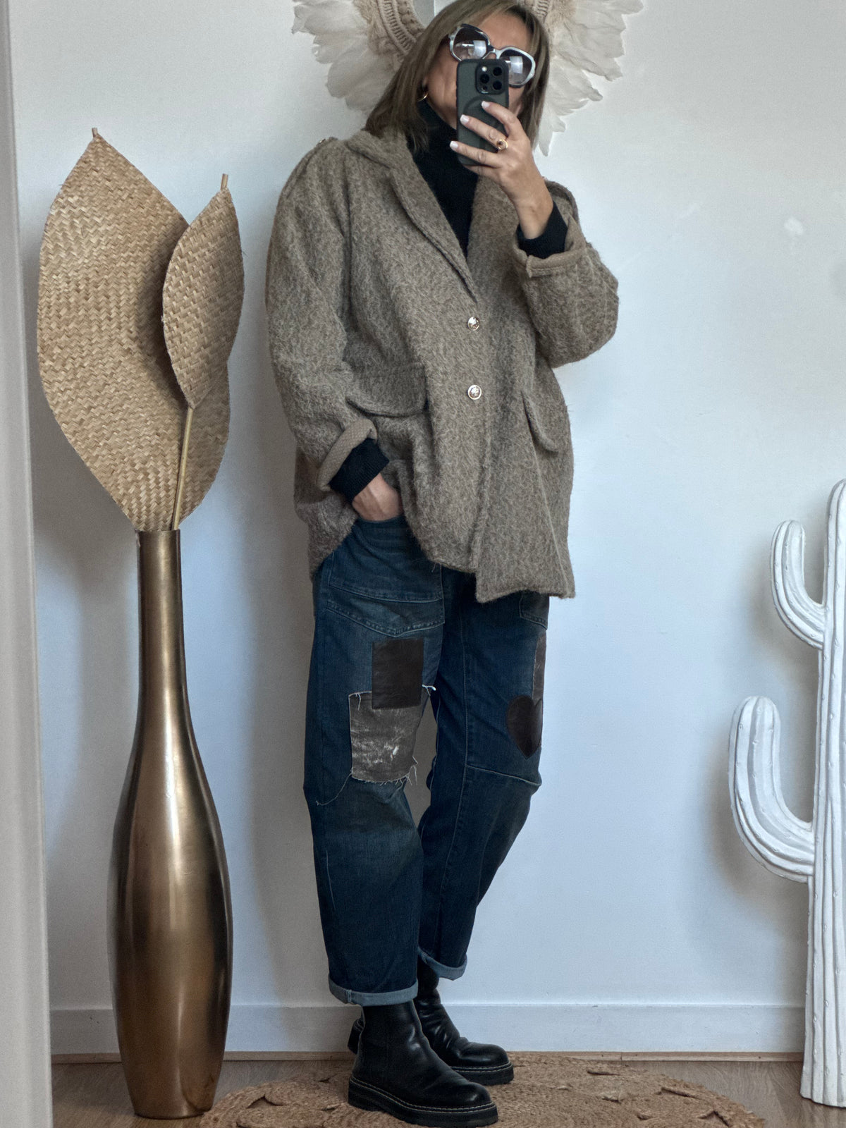 Veste moumoute taupe