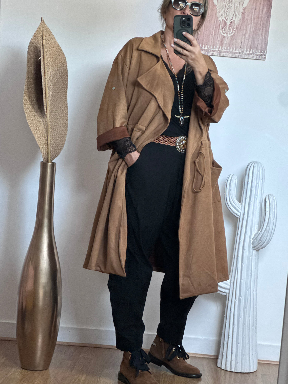 Manteau Arizona suédine camel